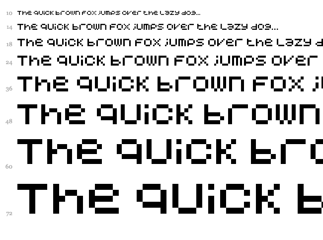 Avant Pixel font waterfall