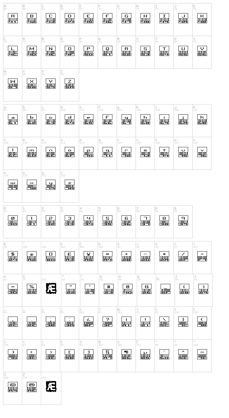 Binary font map