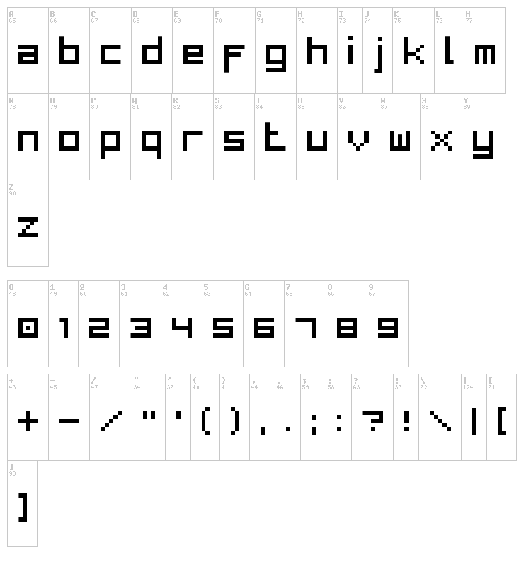 Bit Low font map