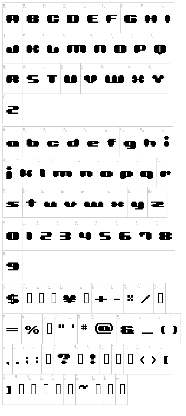 BM Leaves font map