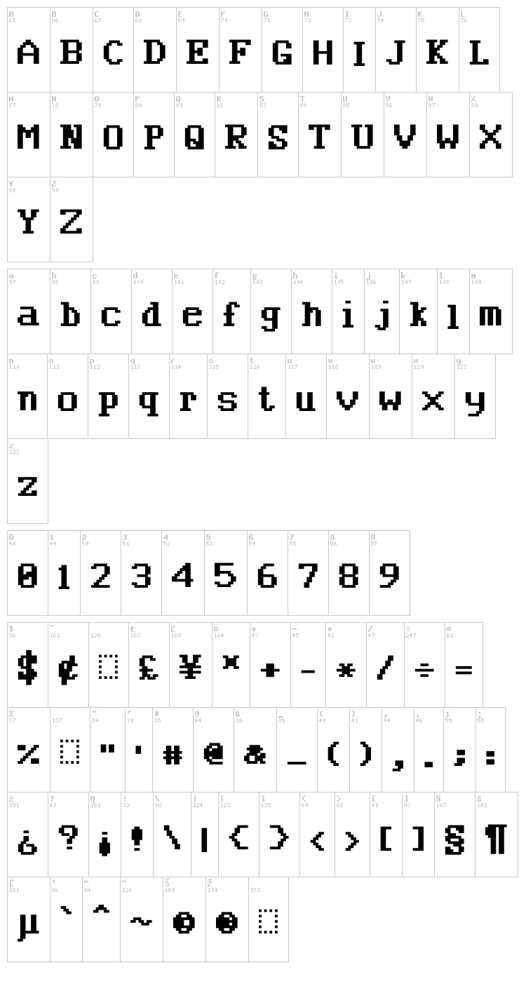 BN CUWord font map
