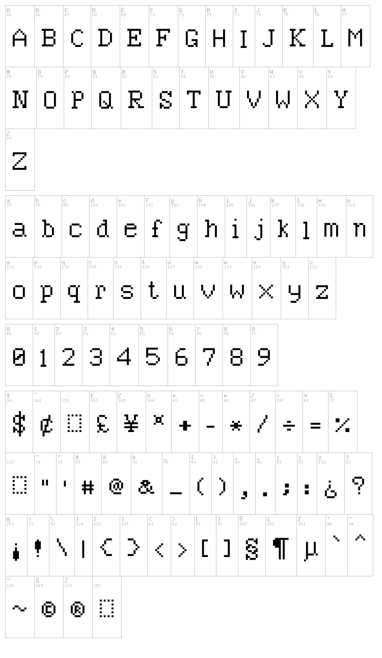 BN CUWord font map