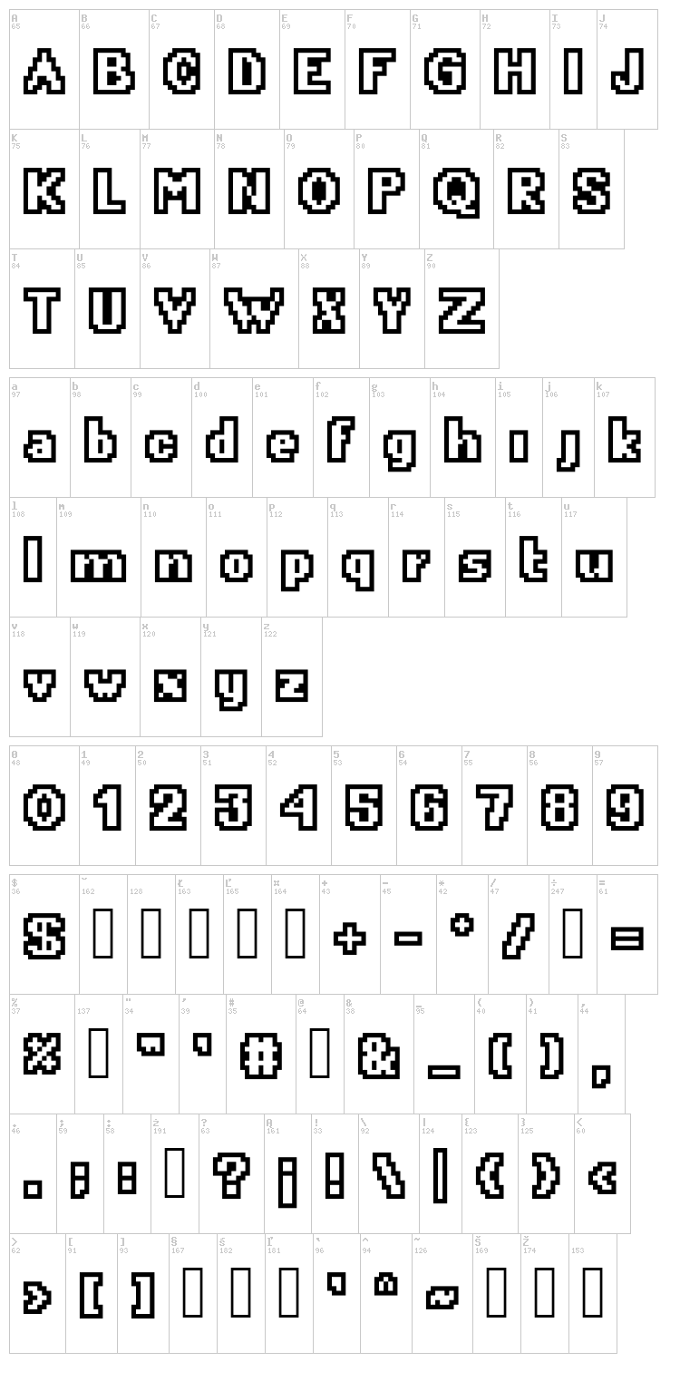 Crunchy Beef font map