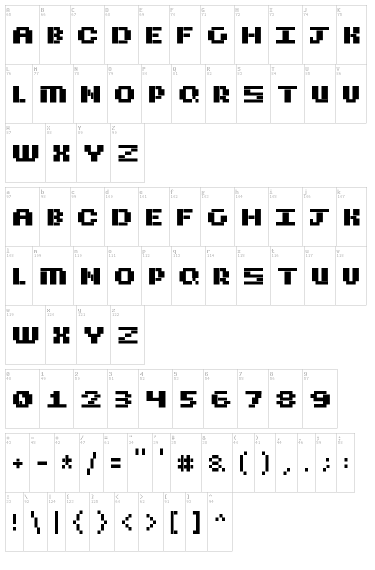 CubicFive font map