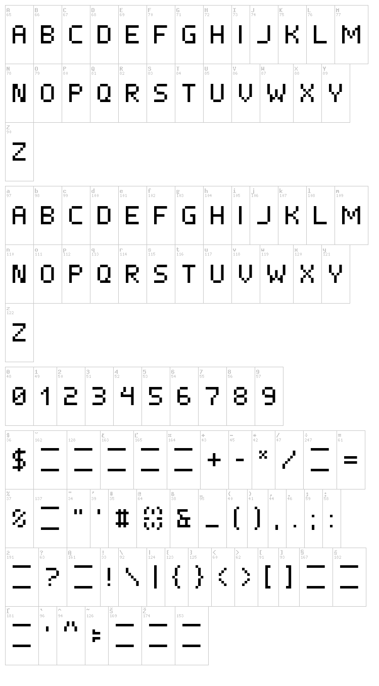ISL Xen font map