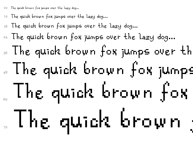 Kolquat Funky Bitm font waterfall