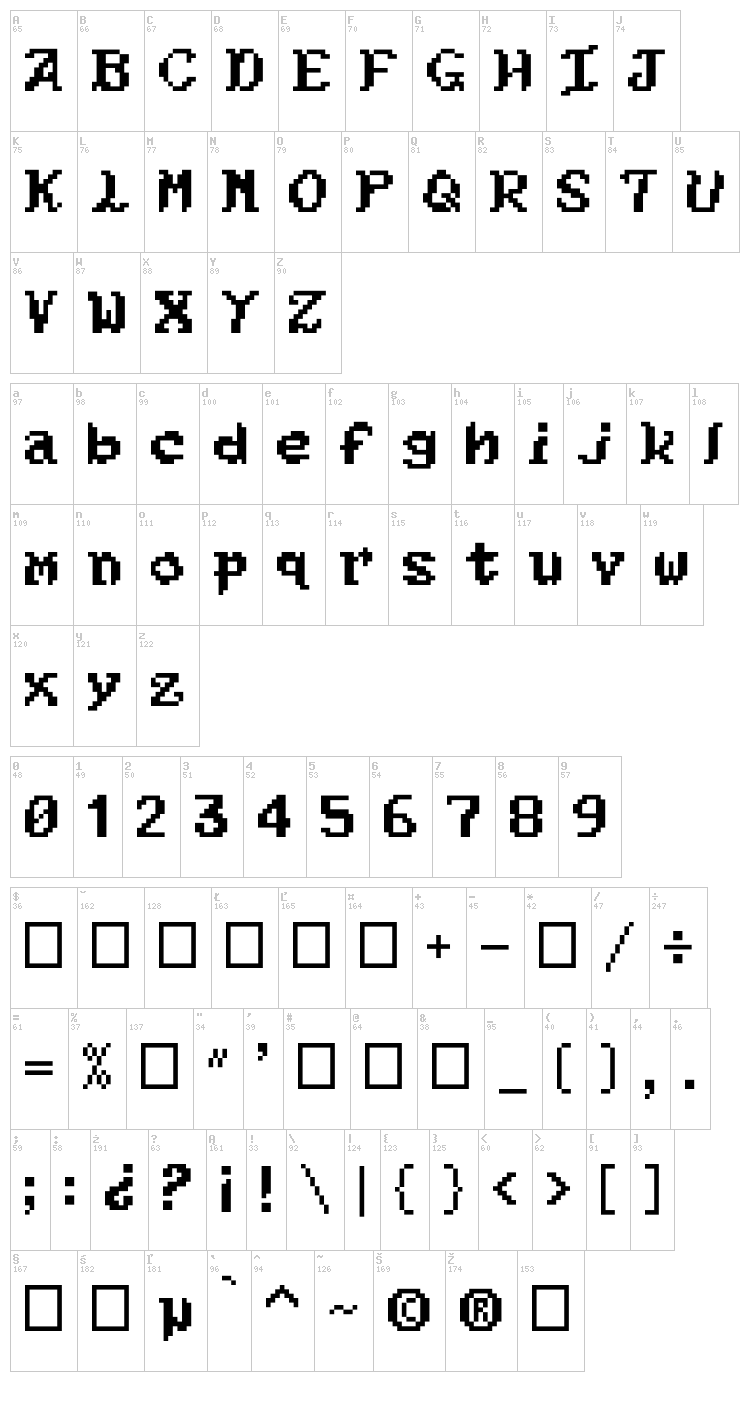 Kouryuu font map