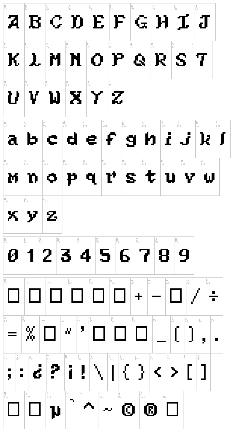Kouryuu font map