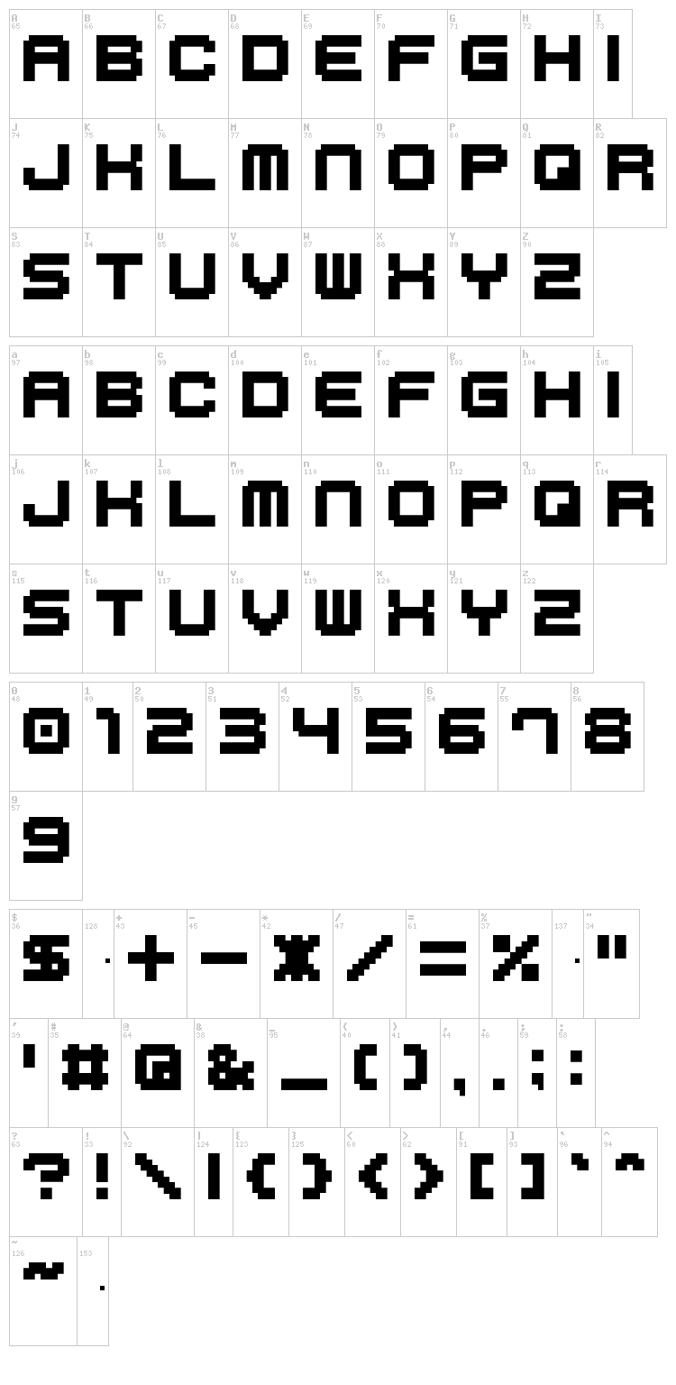 M41 Lovebit font map