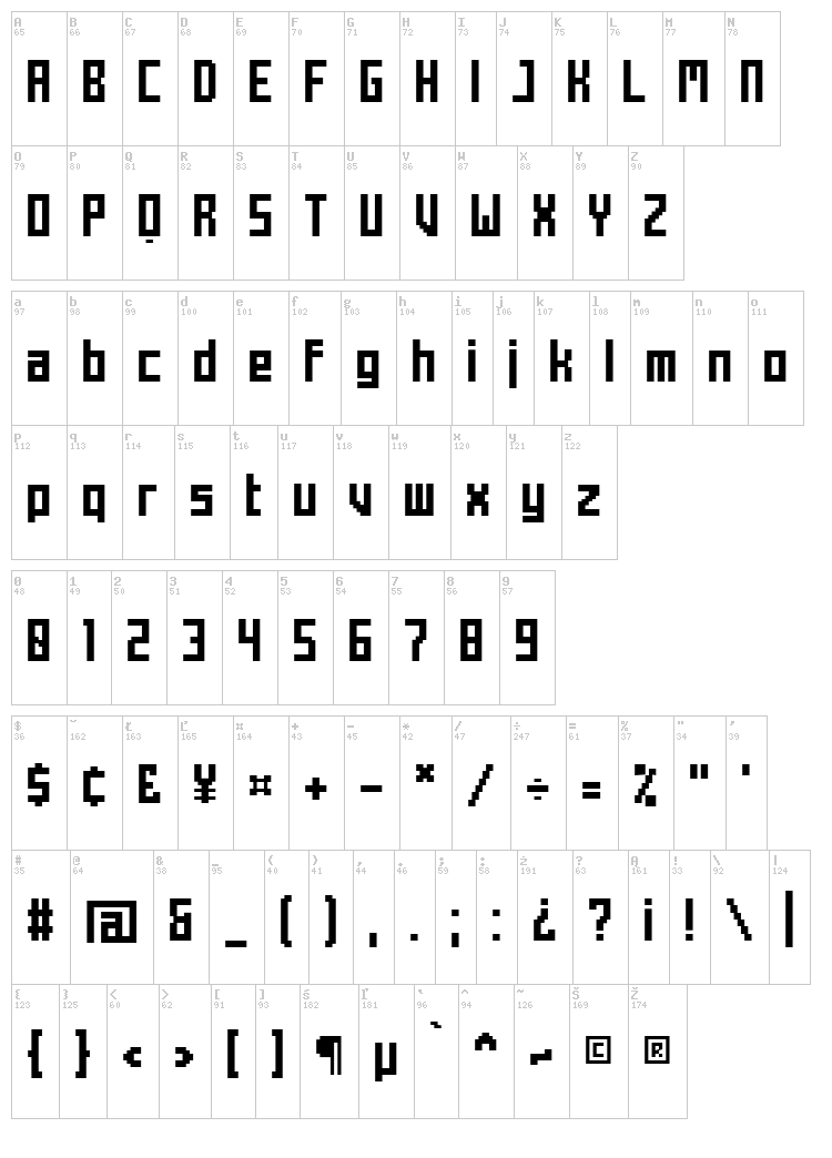 Mecha font map