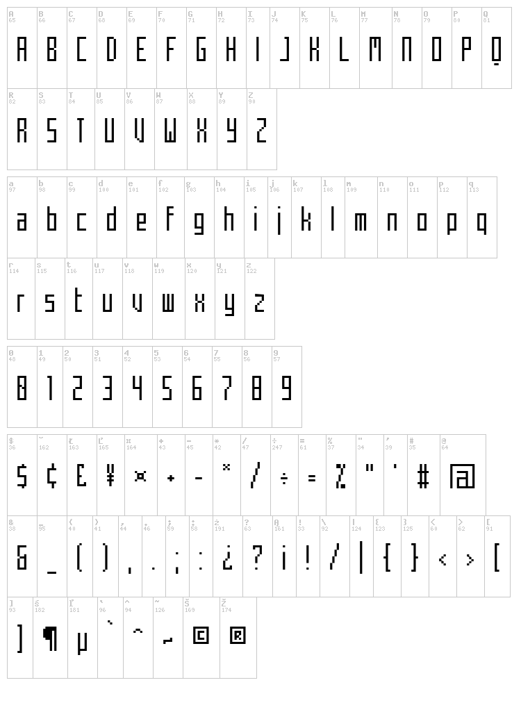 Mecha font map