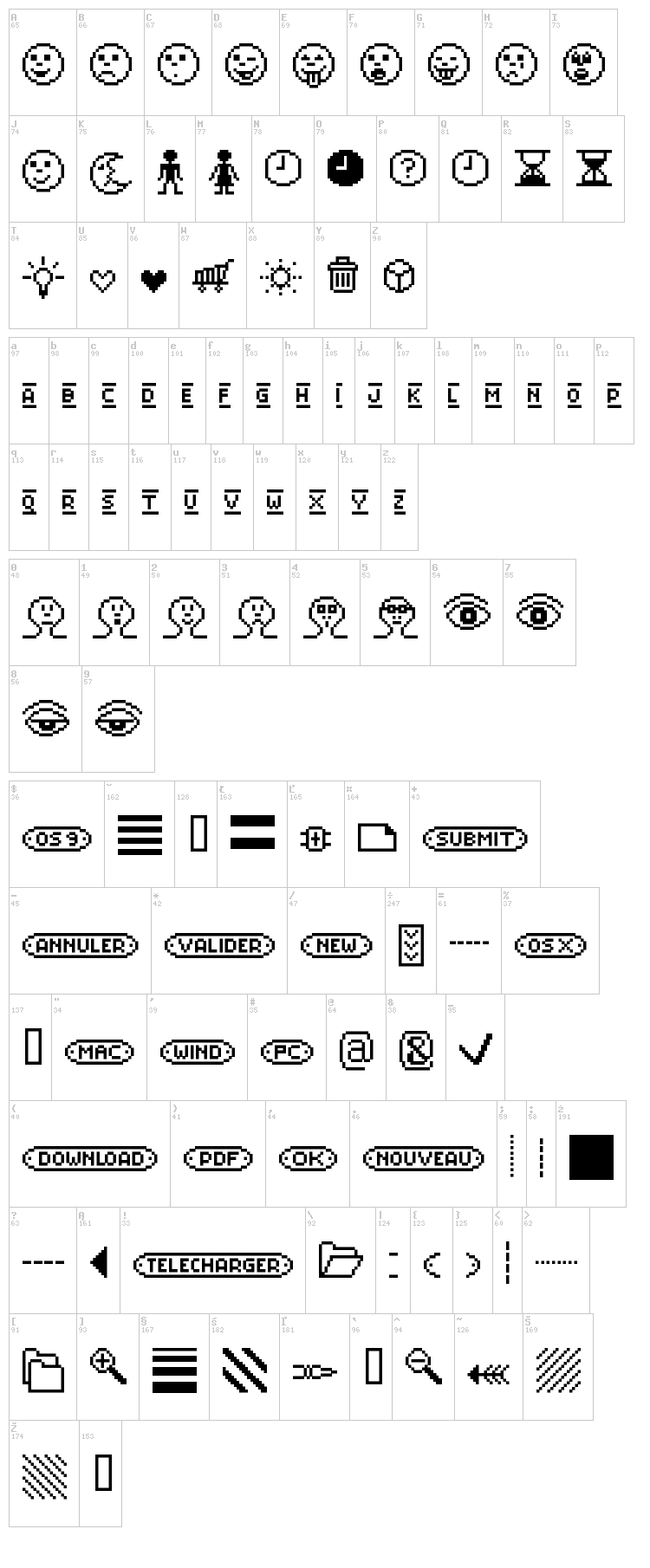 Mister Pixel 16 font map