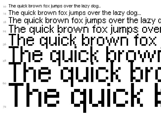 Pixel Arial 11 font waterfall