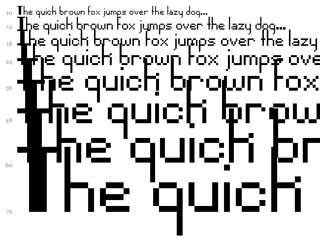 Pixel Noir font waterfall