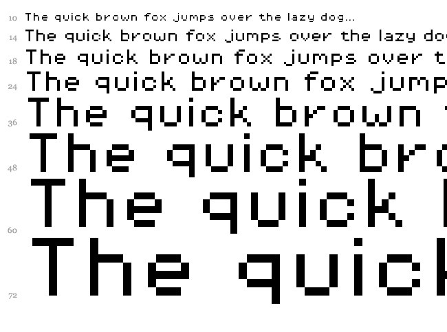 Pixel Operator font waterfall