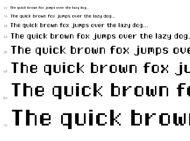 Pixel Operator font waterfall