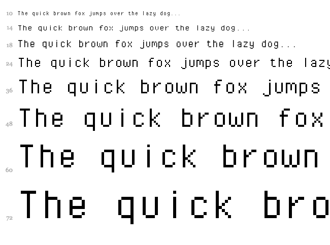 Pixel Operator font waterfall