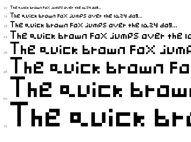Pixel Perfect font waterfall
