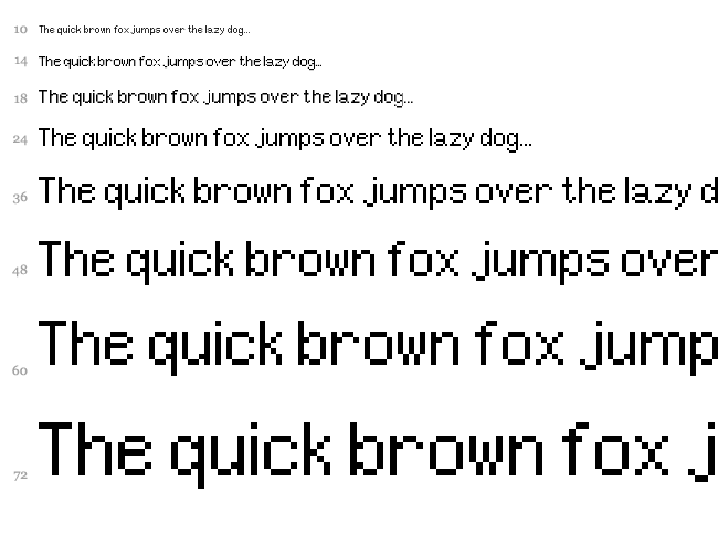 Pixel UniCode font waterfall