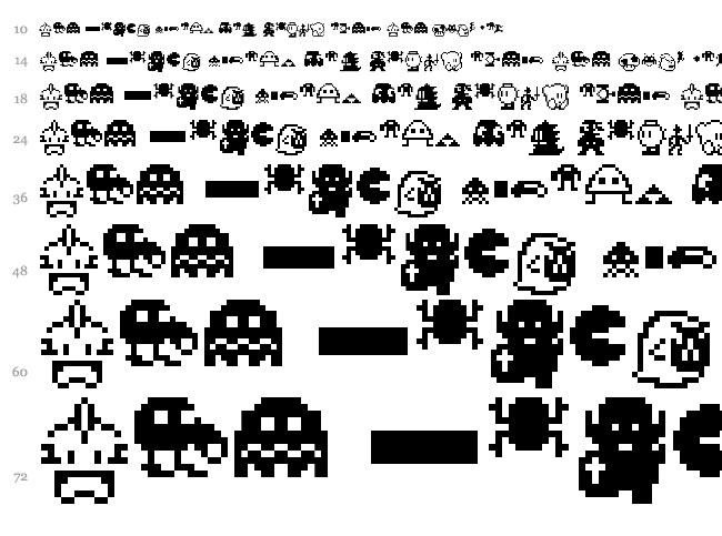 Pixel Charas font waterfall