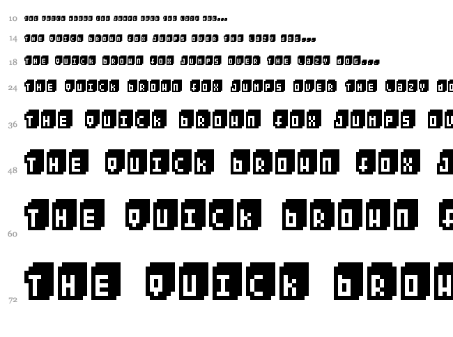 Pixeliza 20 font waterfall