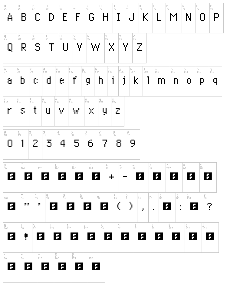 PKMN Mystery Dungeon font map