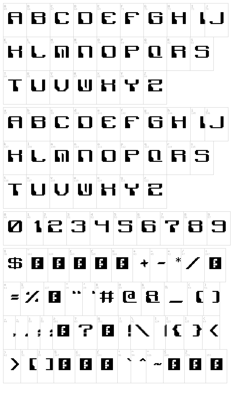 Polix Mono font map