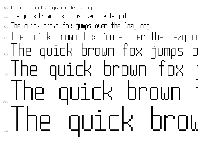Post Pixel-7 font waterfall