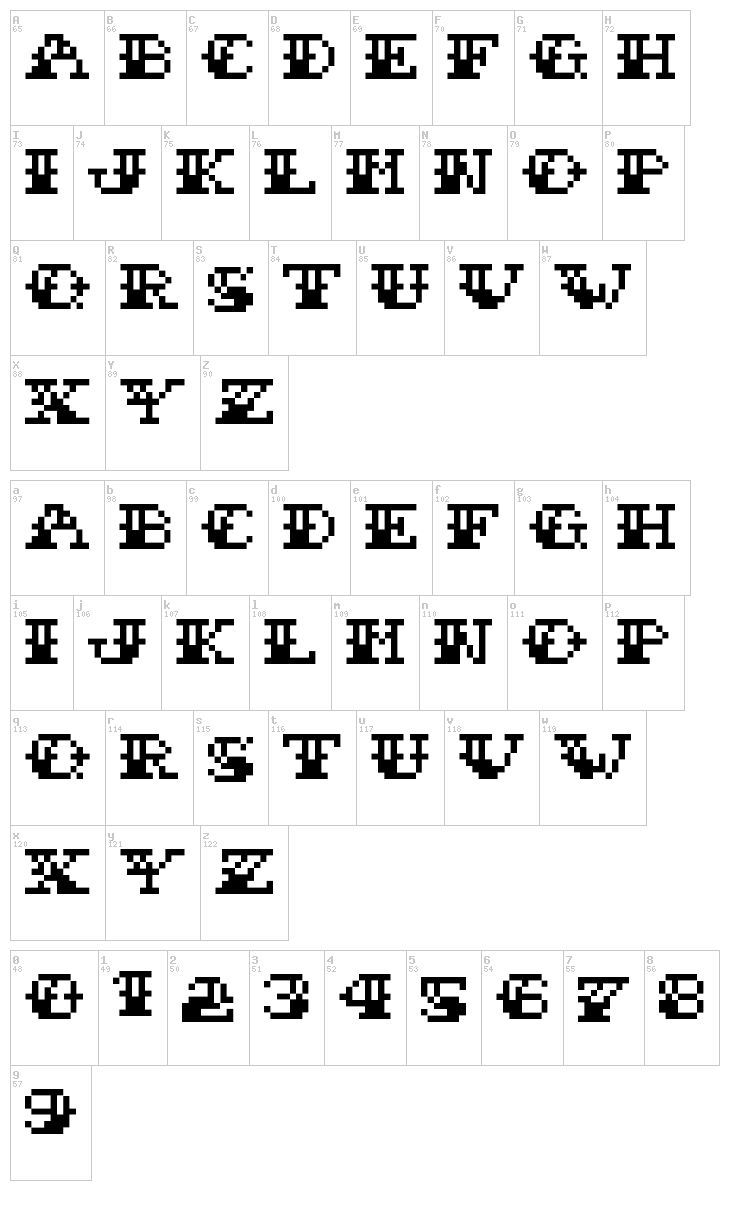 Sailor Stitch font map