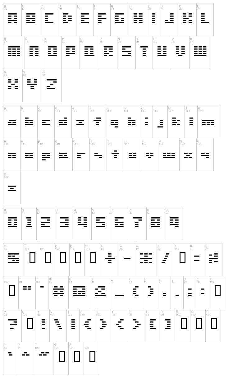 SG01 font map