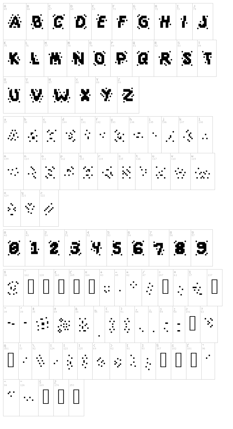 Slap And Crumbly font map