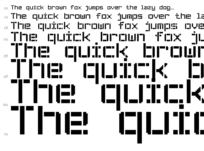 Stencil Pixel-7 font waterfall