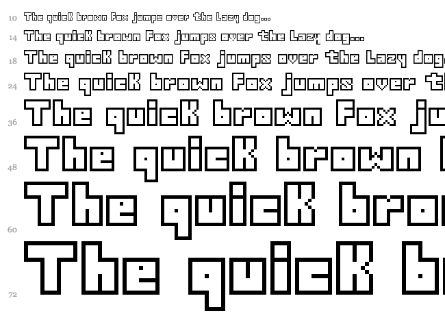 Thirteen Pixel Fonts font waterfall