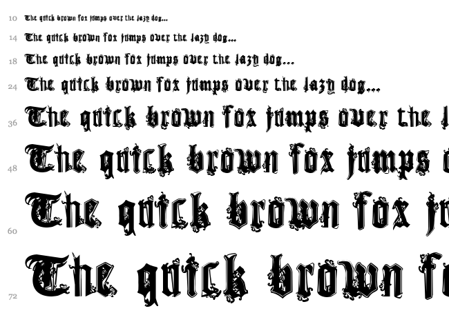 CF Gothika font waterfall