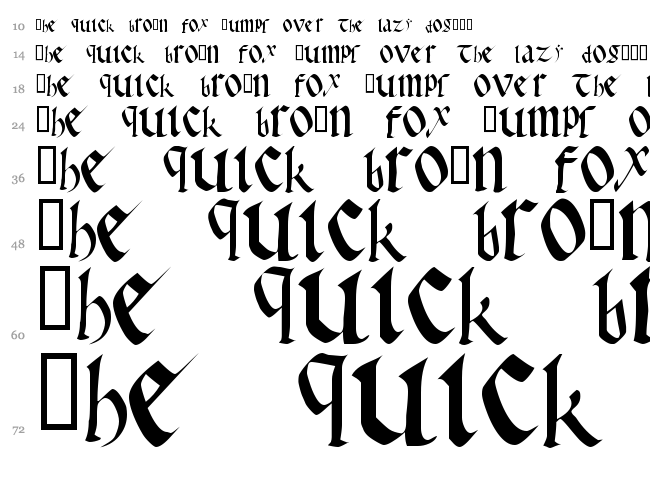 Early Gothic font waterfall