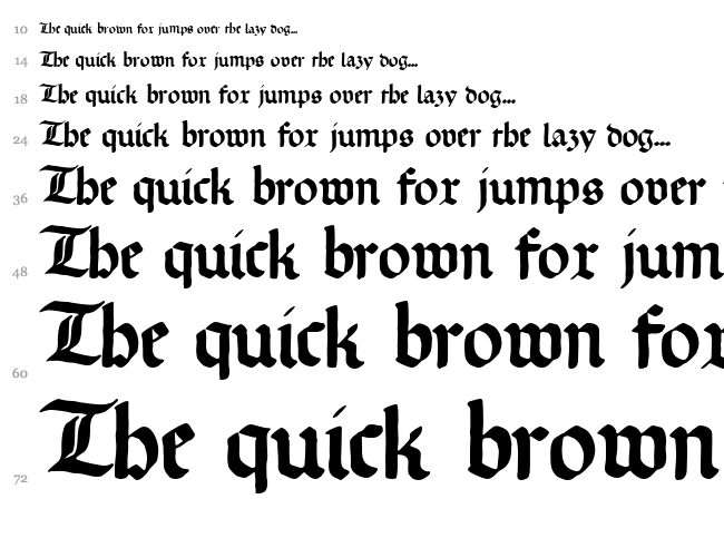 Gotische Missalschrift font waterfall