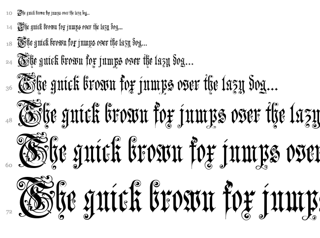 Jena Gotisch font waterfall