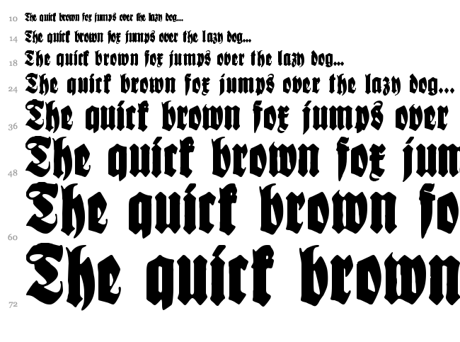 Schmale Anzeigenschrift font waterfall