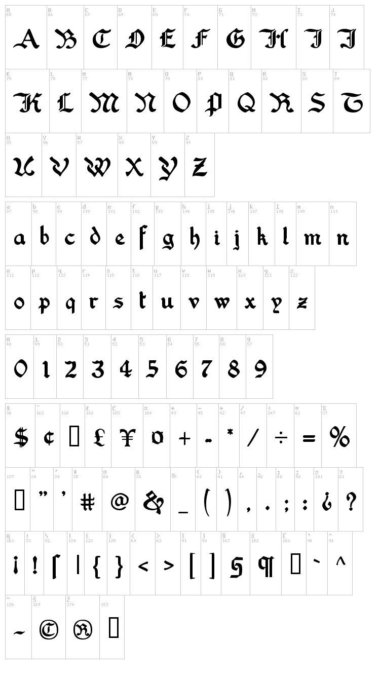 Washington Text font map