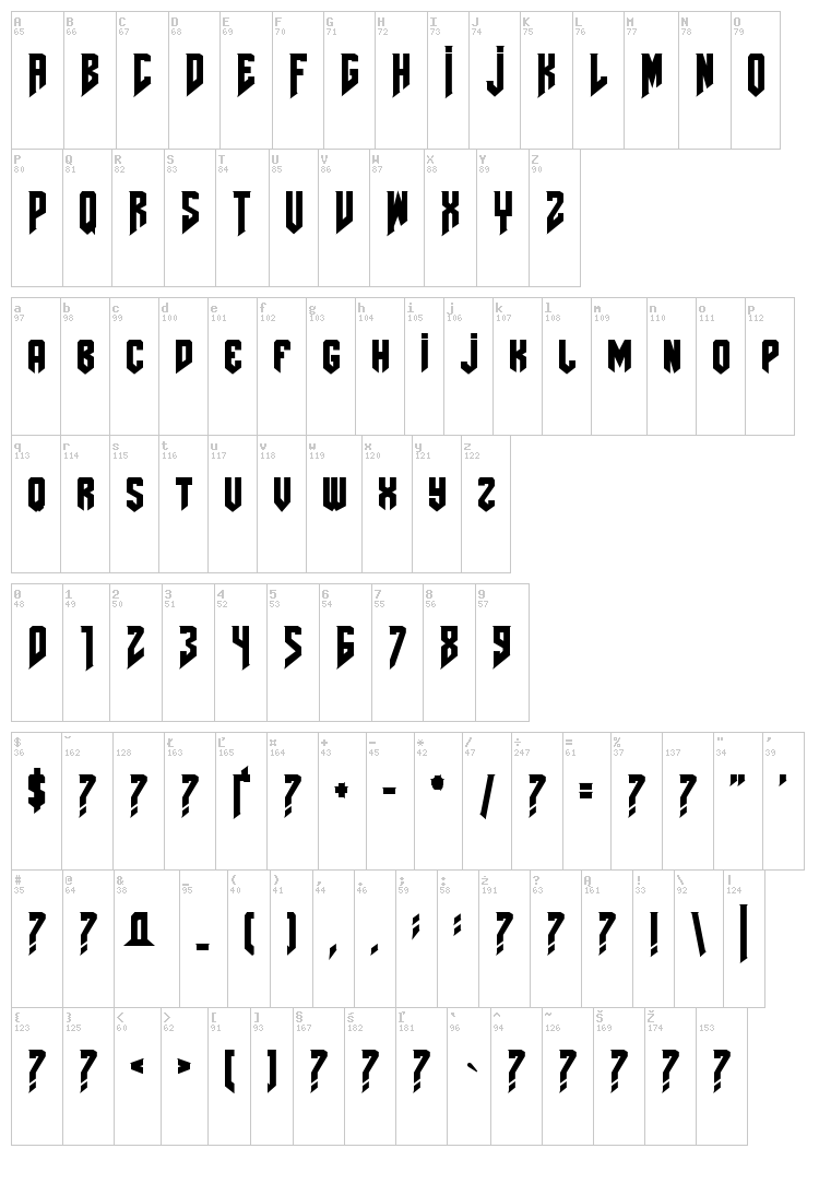AmazDooM font map