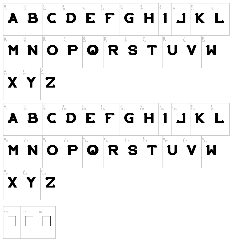 Arcade font map