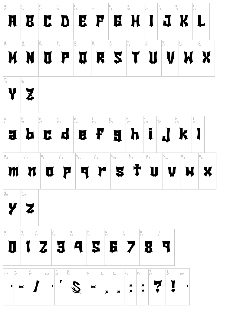 Beer Cape G font map