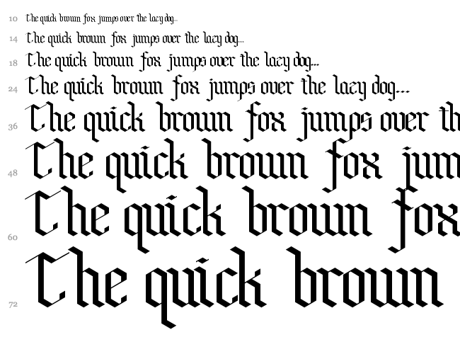 Bensch Gothic font waterfall