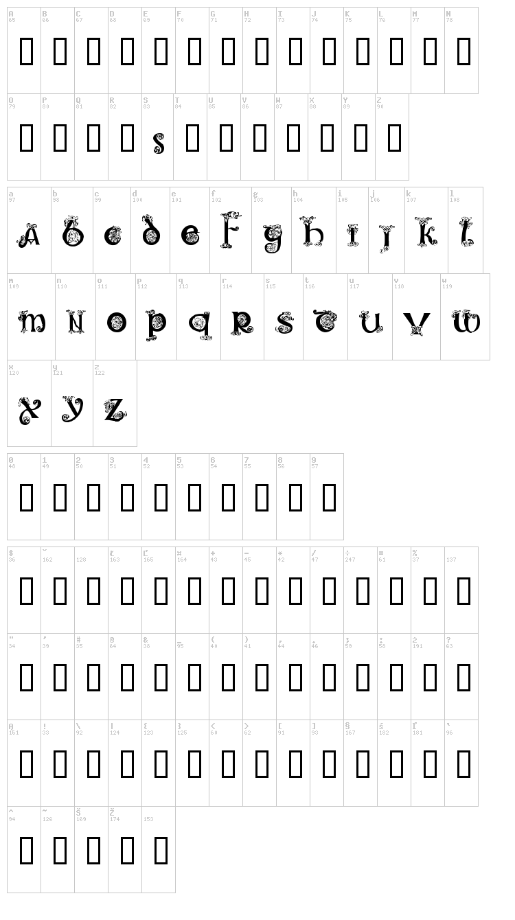 Celtic 101 font map