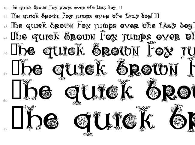 Celtic 101 font waterfall