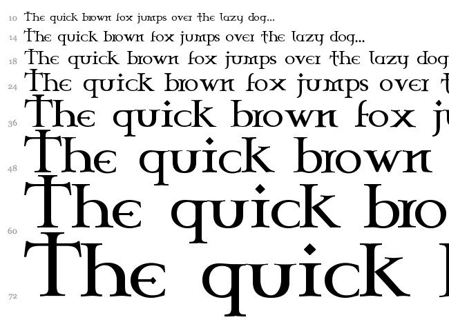 Celtic Garamond the 2nd font waterfall