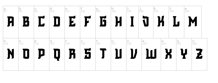 Cinematic English font map