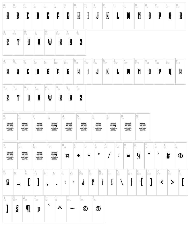 Clobot font map