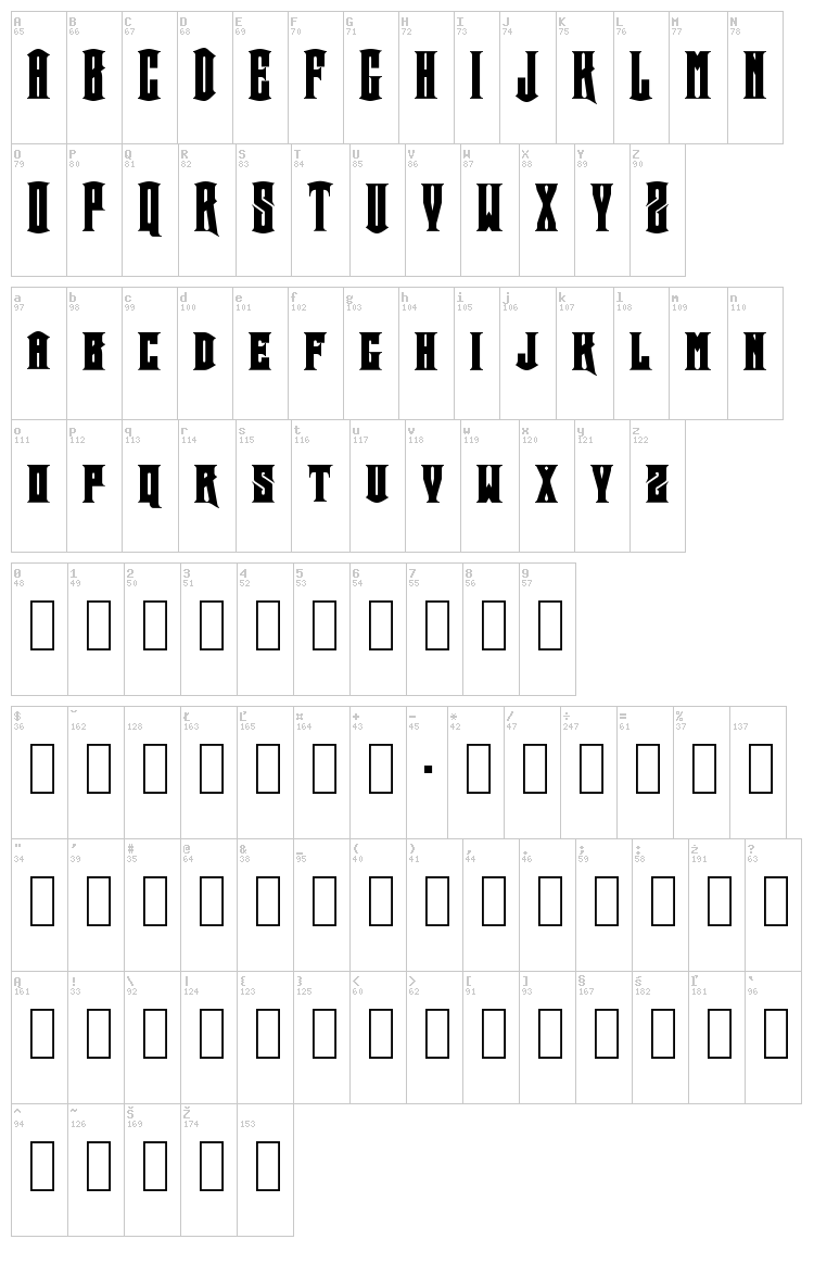Crown Title font map
