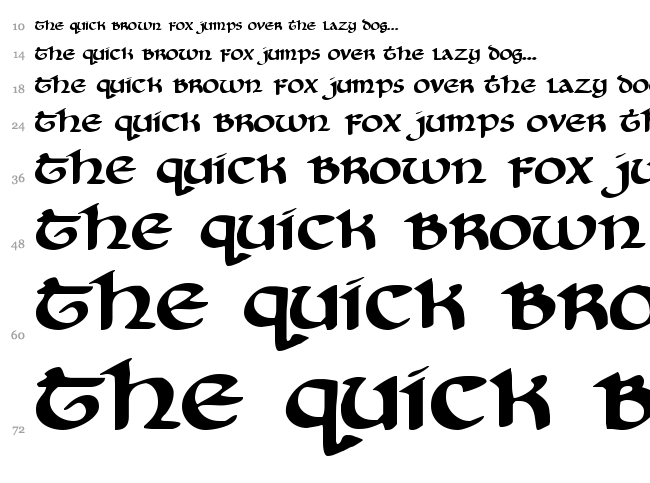 Cry Uncial font waterfall